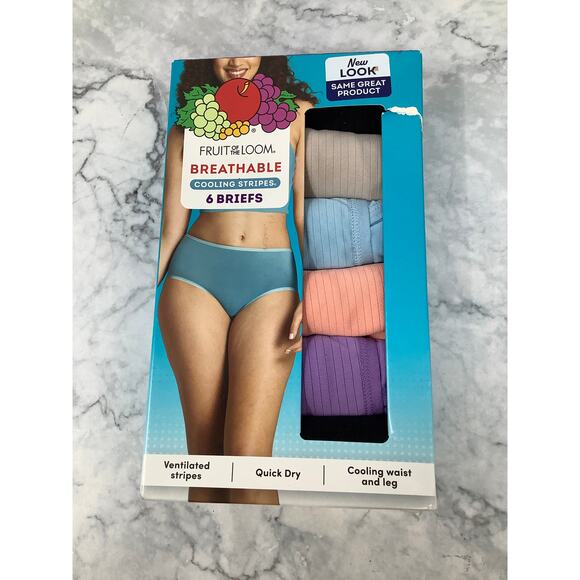 Fruit of the Loom Women's 3XL 6-Pack Breathable Cooling Stripe Briefs C9-2 - Picture 2 of 6